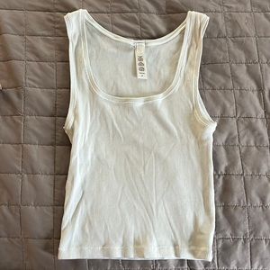 Skims ribbed cotton jersey tank in Bone, size S